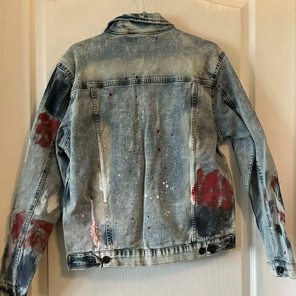 Another Hype Brand AHP Distressed Denim Jacket Men's size Large - Picture 3 of 4